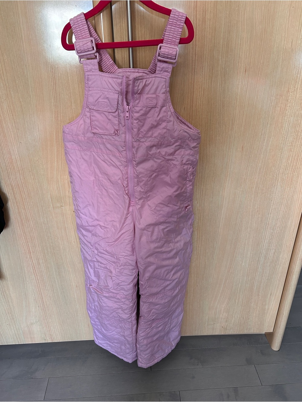 Girls' Pink Insulated Snow Overalls with Adjustable Straps